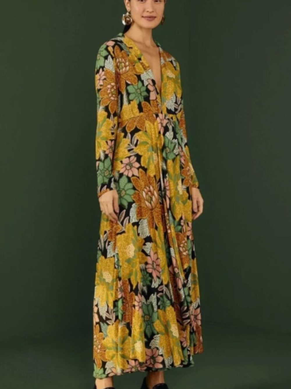 Farm Rio Garden Black Maxi Dress — NWT